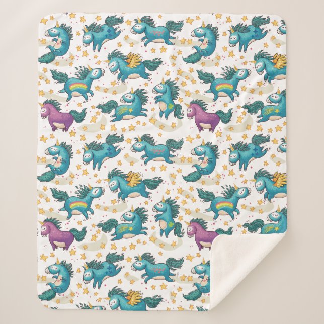 Unicorns Sherpa Blanket (Front)