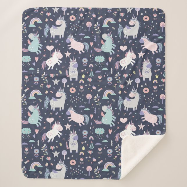 Unicorns Sherpa Blanket (Front)