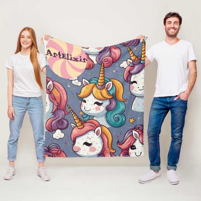Unicorns & Sprinkles Print  Fleece Blanket (In Situ)