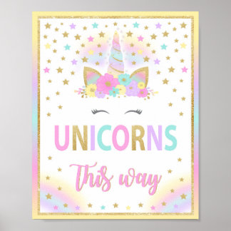 Unicorns this way sign, Unicorn sign