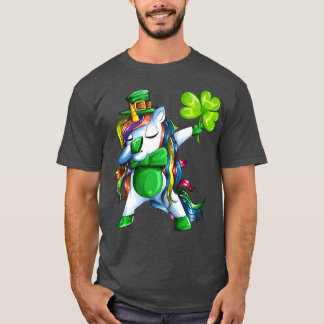 Unicorns Unicorn With Shamrock Lucky Charm Dabbing T-Shirt