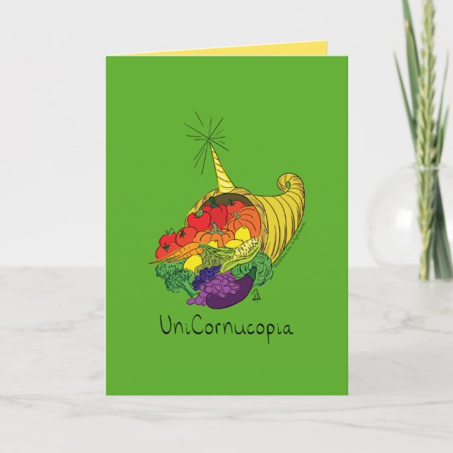 Unicornucopia Thanksgiving Greeting Card (Front)