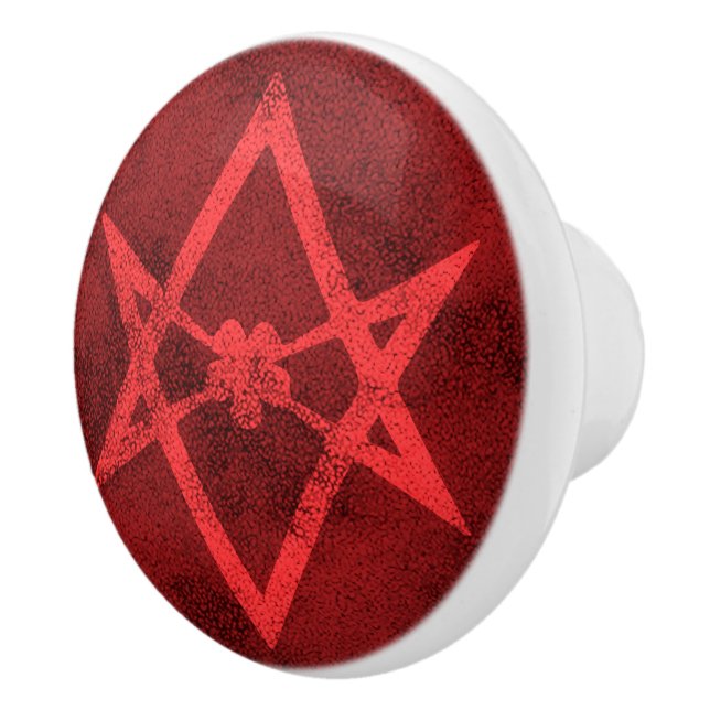 Unicursal Hexagram (Red Textured) Ceramic Knob (Right)