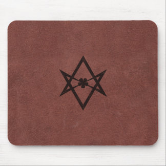 Unicursal Hexagram Thelemic Symbol on Red Leather Mouse Pad