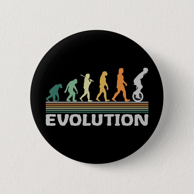 Unicycle Circus Artist Evolution Retro Funny 6 Cm Round Badge (Front)