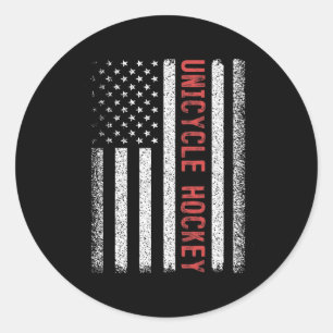 Unicycle Hockey American Flag 4th Of July Women Me Classic Round Sticker