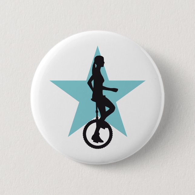unicycle rider 6 cm round badge (Front)