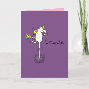 Unicycle Unicorn Funny Bicycle Greeting Card