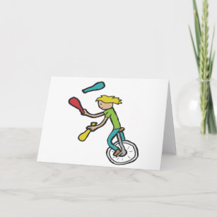 Unicycling Juggling Card