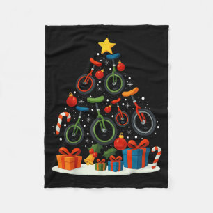 Unicycling Unicycle Christmas Tree Xmas Fleece Blanket