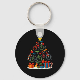 Unicycling Unicycle Christmas Tree Xmas  Key Ring