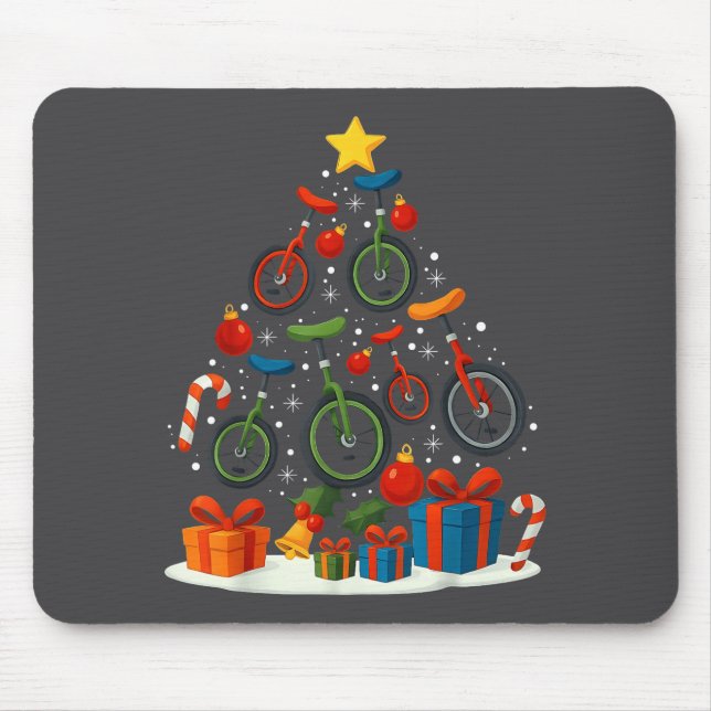 Unicycling Unicycle Christmas Tree Xmas  Mouse Pad (Front)