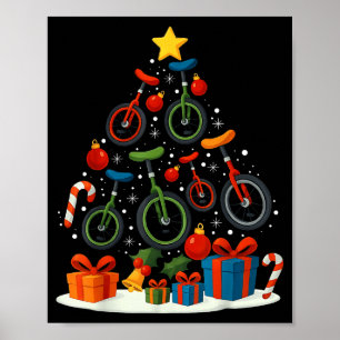 Unicycling Unicycle Christmas Tree Xmas  Poster