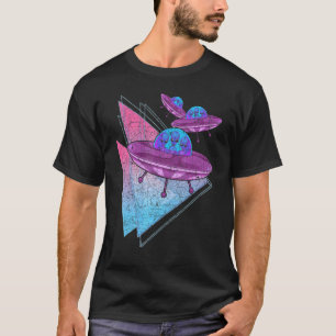Unidentified Flying Object Synthwave Alien Vaporwa T-Shirt