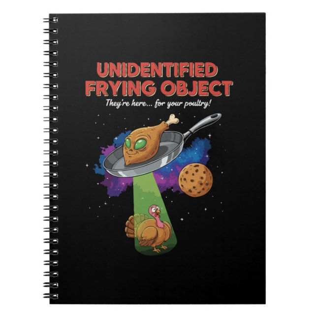  Unidentified Frying Object Funny Alien UFO Turkey Notebook (Front)