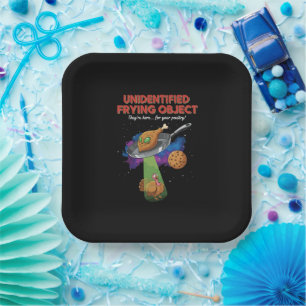 Unidentified Frying Object Funny Alien UFO Turkey Paper Plate