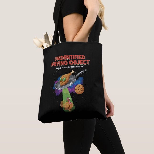  Unidentified Frying Object Funny Alien UFO Turkey Tote Bag (Close Up)