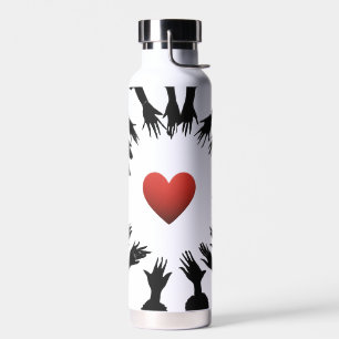 Unified Passion: Hands Black Design Red ♥️ Mug" Water Bottle