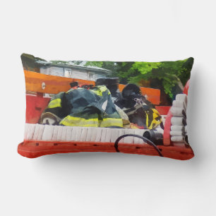 Uniform in Back of Vintage Fire Truck Lumbar Cushion