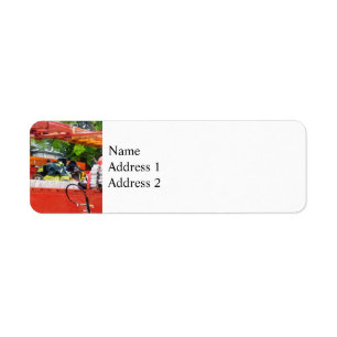 Uniform in Back of Vintage Fire Truck Return Address Label