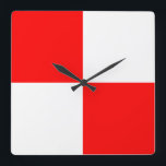 Uniform Square Wall Clock<br><div class="desc">Uniform Nautical flag symbol,  red & white checkered,  box squares</div>