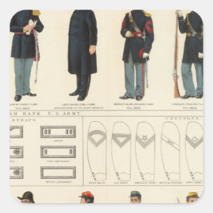 Uniforms, US, CS armies Square Sticker