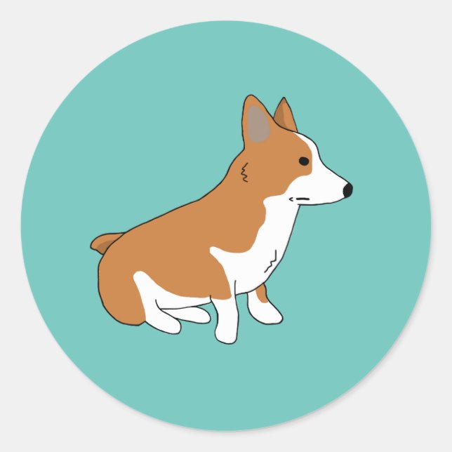 Unimpressed Corgi Classic Round Sticker (Front)
