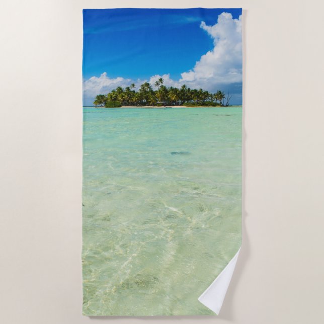 Uninhabited island in a tropical blue lagoon beach towel (Front)