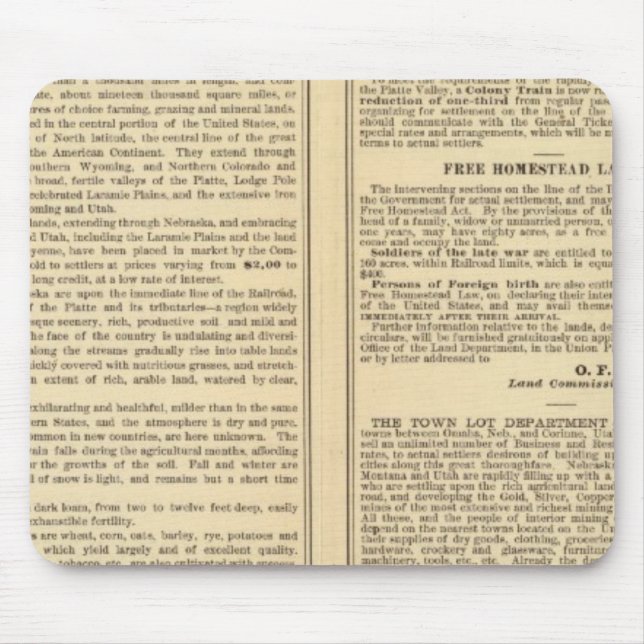 Union and Central Pacific Railroad Lines Mouse Pad (Front)