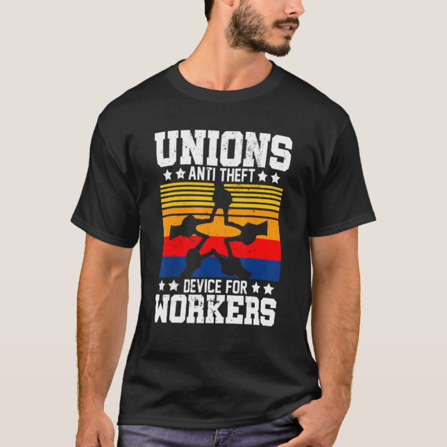 Union Anti theft  for menwomen Happy Labour day T-Shirt (Front)