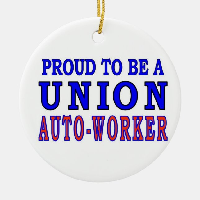 UNION AUTO- WORKER CERAMIC TREE DECORATION (Front)