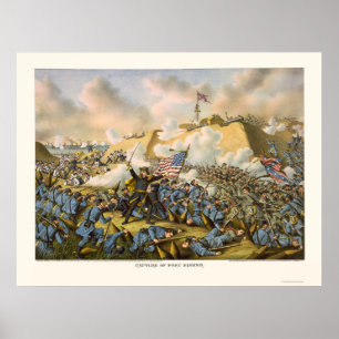 Union Captures Fort Fisher by Kurz & Allison 1865 Poster