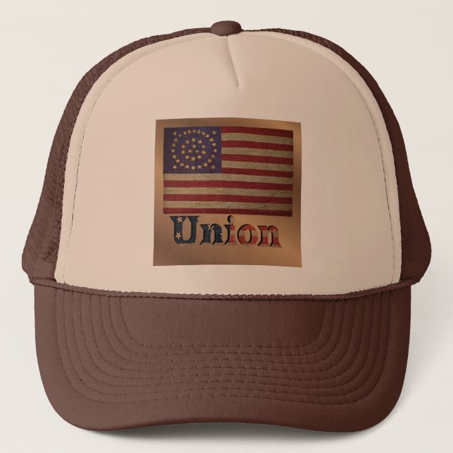 Union Civil War Flag ✨ Vintage Historical  Trucker Hat (Front)