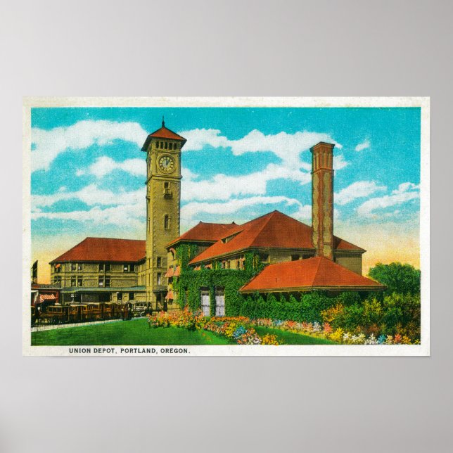 Union Depot Railroad Station in Portland, Poster (Front)