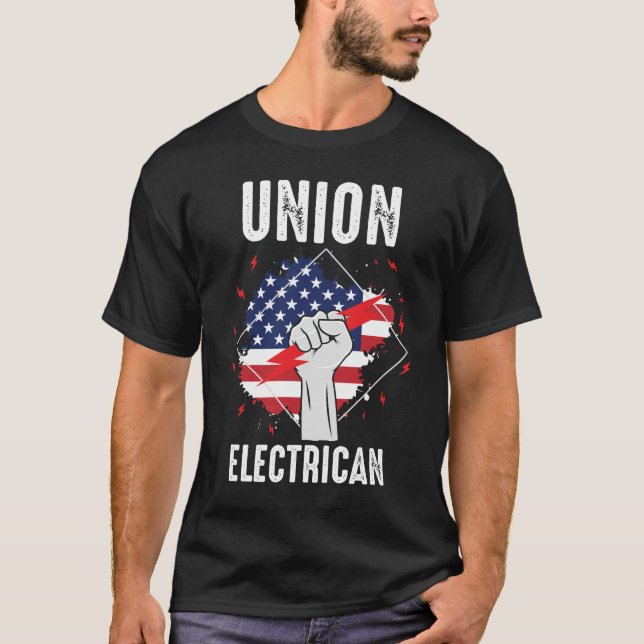Union Electrician US Retired American Husband T-Shirt (Front)