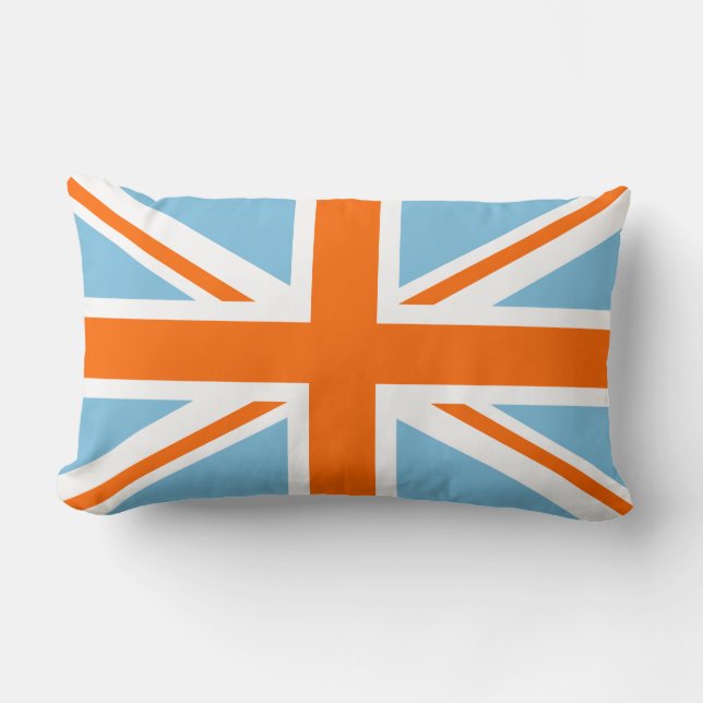 Union Flag/Jack Design Orange White & Blue Lumbar Cushion (Front)