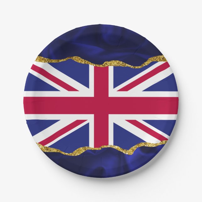 Union Flag Party Picnic Plates, Red White, Navy UK Paper Plate (Front)