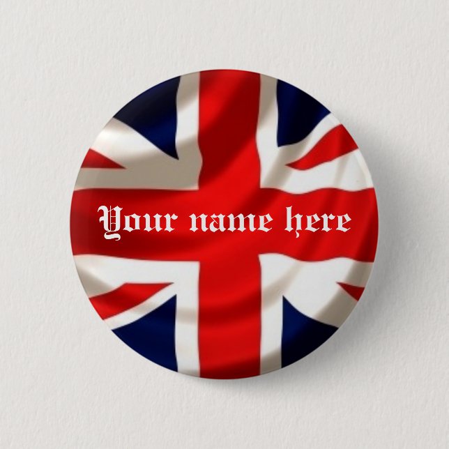Union Jack (Add your own name) 6 Cm Round Badge (Front)
