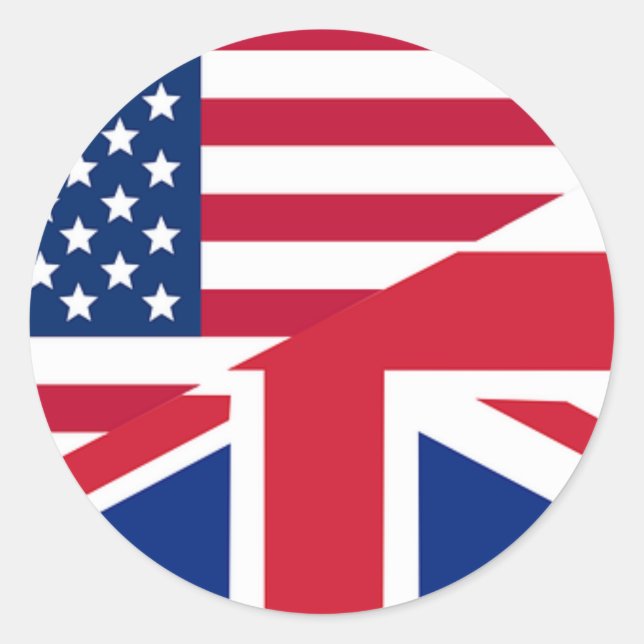 Union Jack American Flag Pattern Stars Stripes Classic Round Sticker (Front)