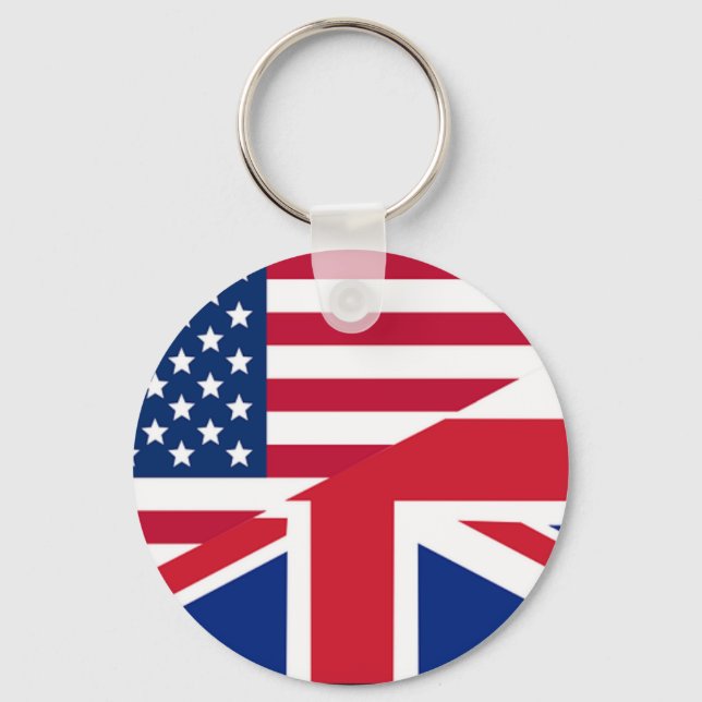 Union Jack American Flag Pattern Stars Stripes Key Ring (Front)