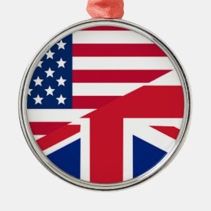Union Jack American Flag Pattern Stars Stripes Metal Ornament