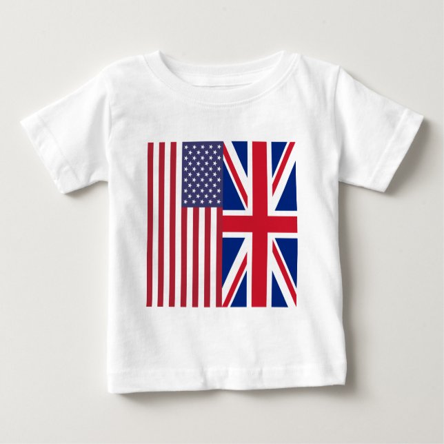 Union Jack And United States of America Flags Baby T-Shirt (Front)