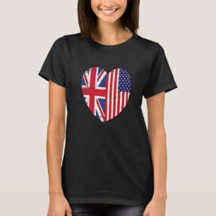 Union Jack and Unites States of America Flag Retro T-Shirt