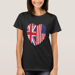 Union Jack and Unites States of America Flag Retro T-Shirt