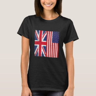 Union Jack and Unites States of America Flag Retro T-Shirt