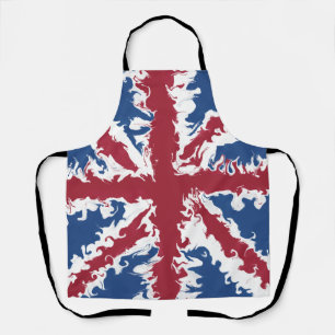 Union Jack Art, UK Flag Liquid Fluid Pattern Apron