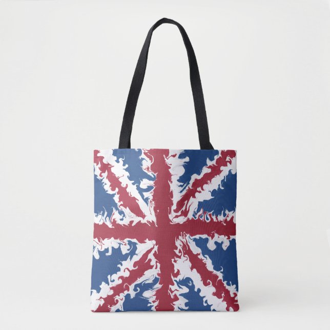 Union Jack Bag, UK Flag Liquid Art Tote Bag (Front)