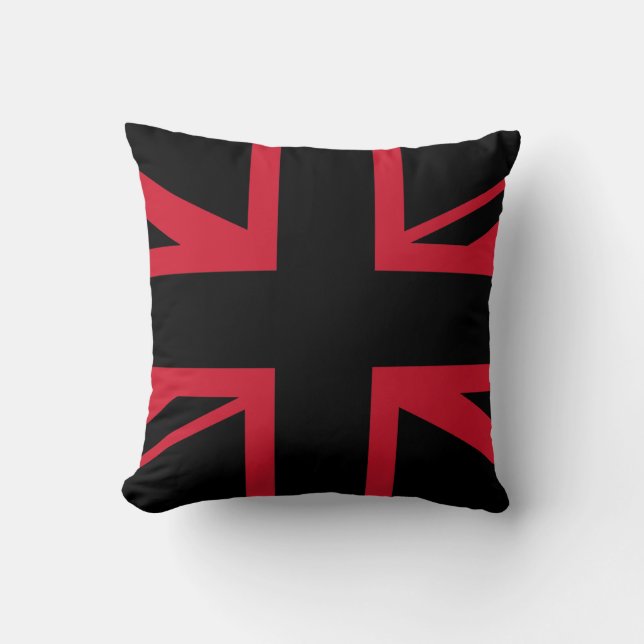 Union Jack ~ Black and Red Cushion (Front)