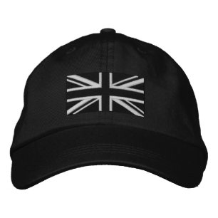 Union Jack ~ Black and White Embroidered Hat