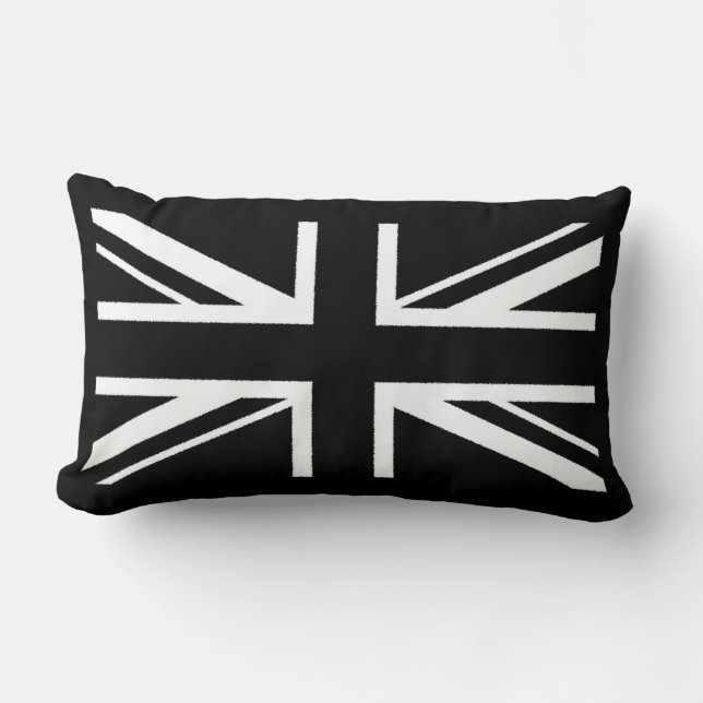 Union Jack ~ Black and White Lumbar Cushion (Front)